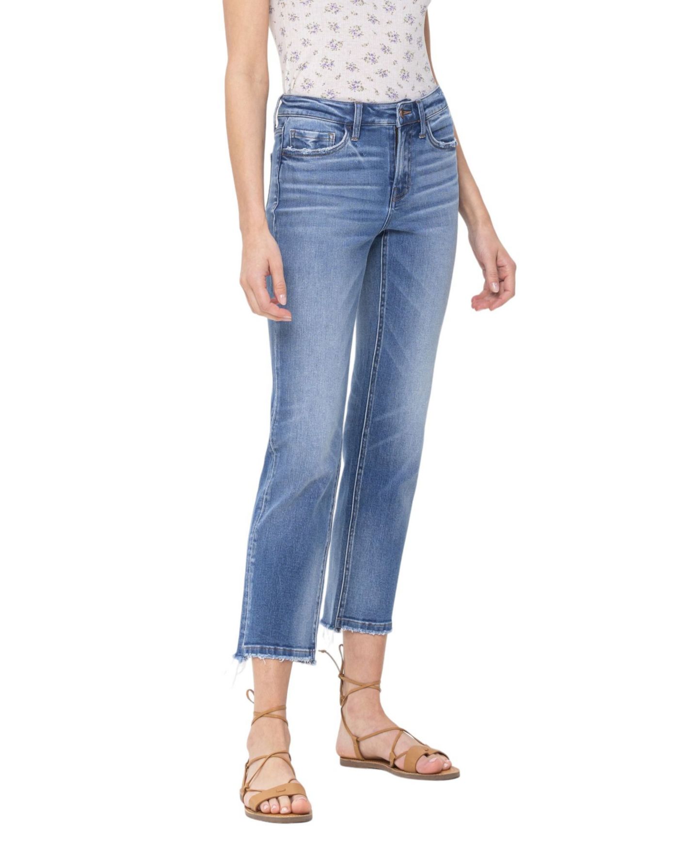Женские джинсы Flying Monkey Mid Rise Cropped Step Hem Straight, цвет: Синий — фото 2