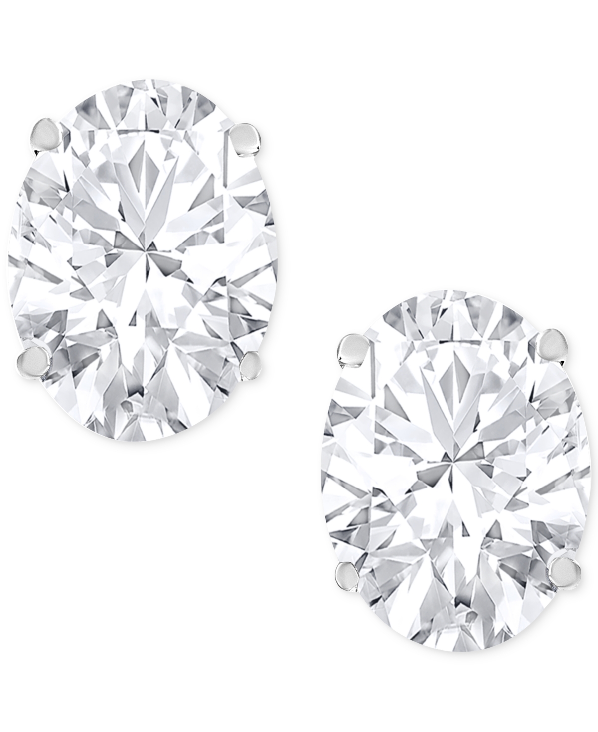 Macy's Diamond Oval Screw Back Stud Earrings (3 Ct. T.w.) In 14k White Gold In White Gold