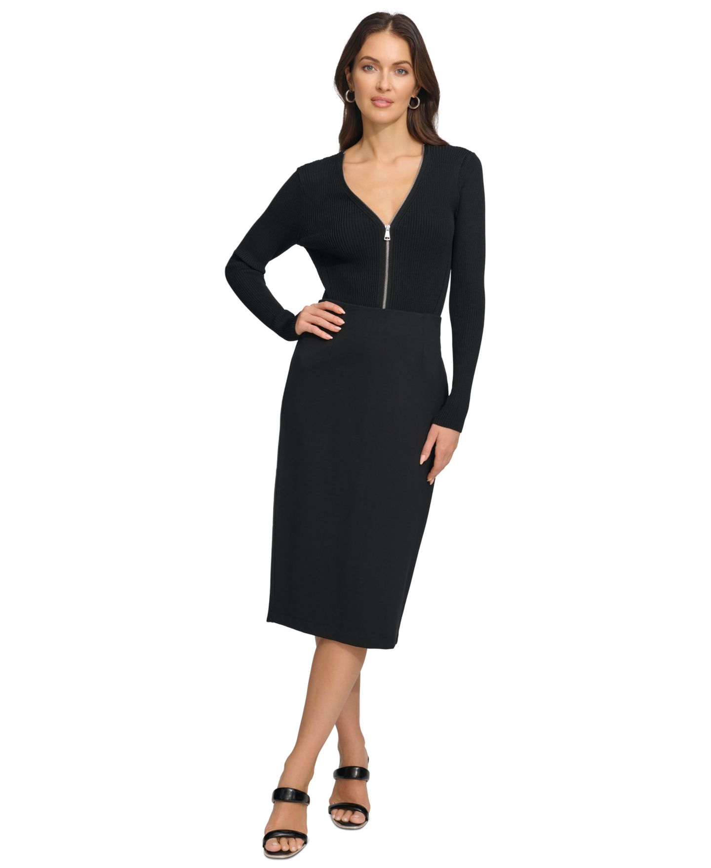 Женская юбка DKNY Pull-On Pencil, цвет: Чёрный — фото 4