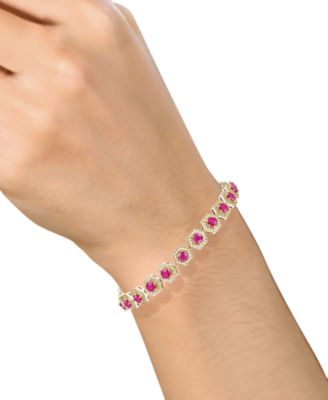 Gemstone & Diamond Halo Hexagon Flex Bracelet