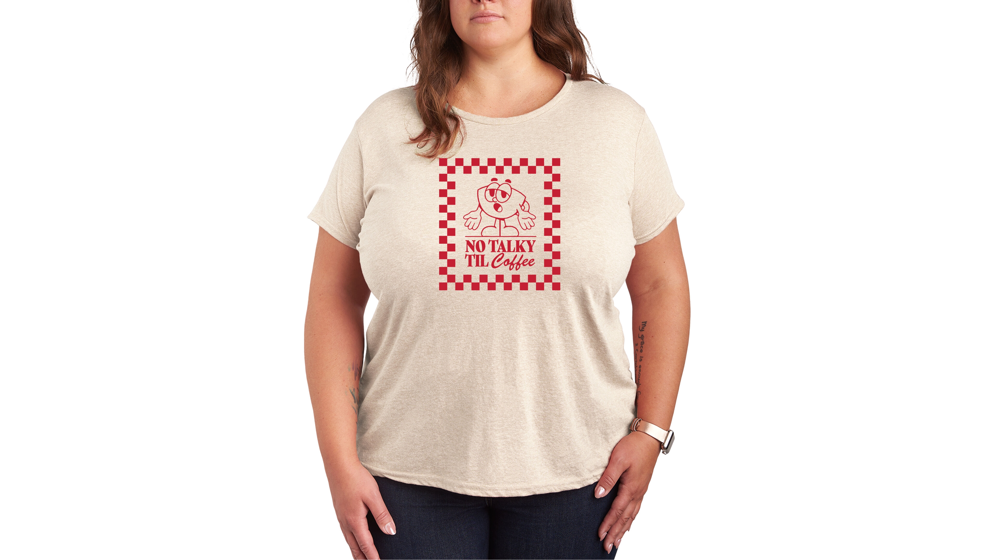 Trendy Plus No Talky Till Coffee Graphic Short Sleeve T-shirt