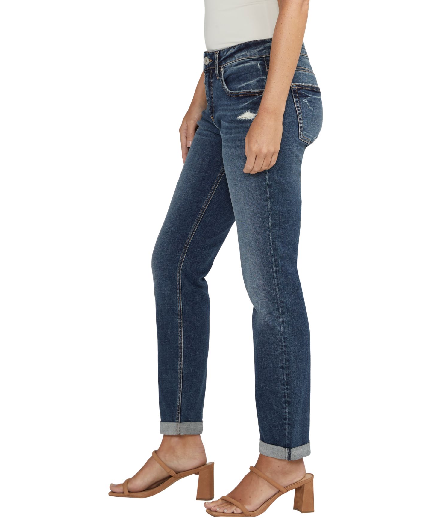 Женские джинсы Silver Jeans Co. Boyfriend Mid Rise Slim Leg, цвет: Индиго — фото 3