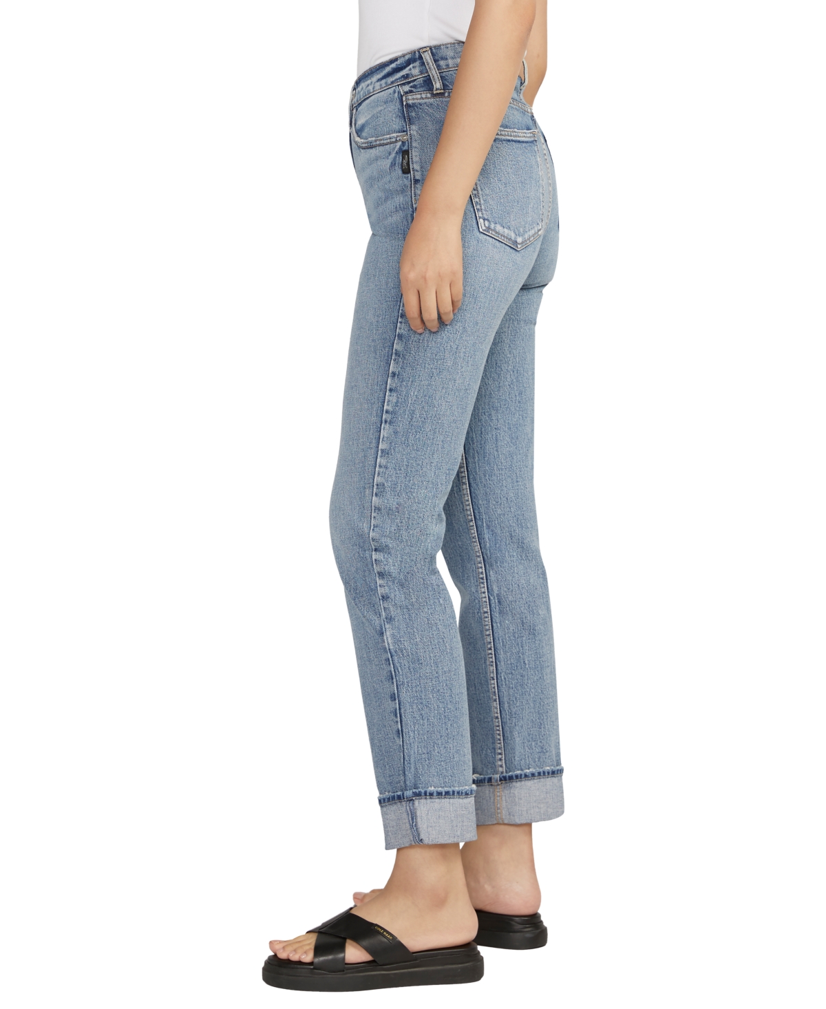Shop Silver Jeans Co. Women's 90's Boyfriend High Rise Straight Leg Jeans In Indigo
