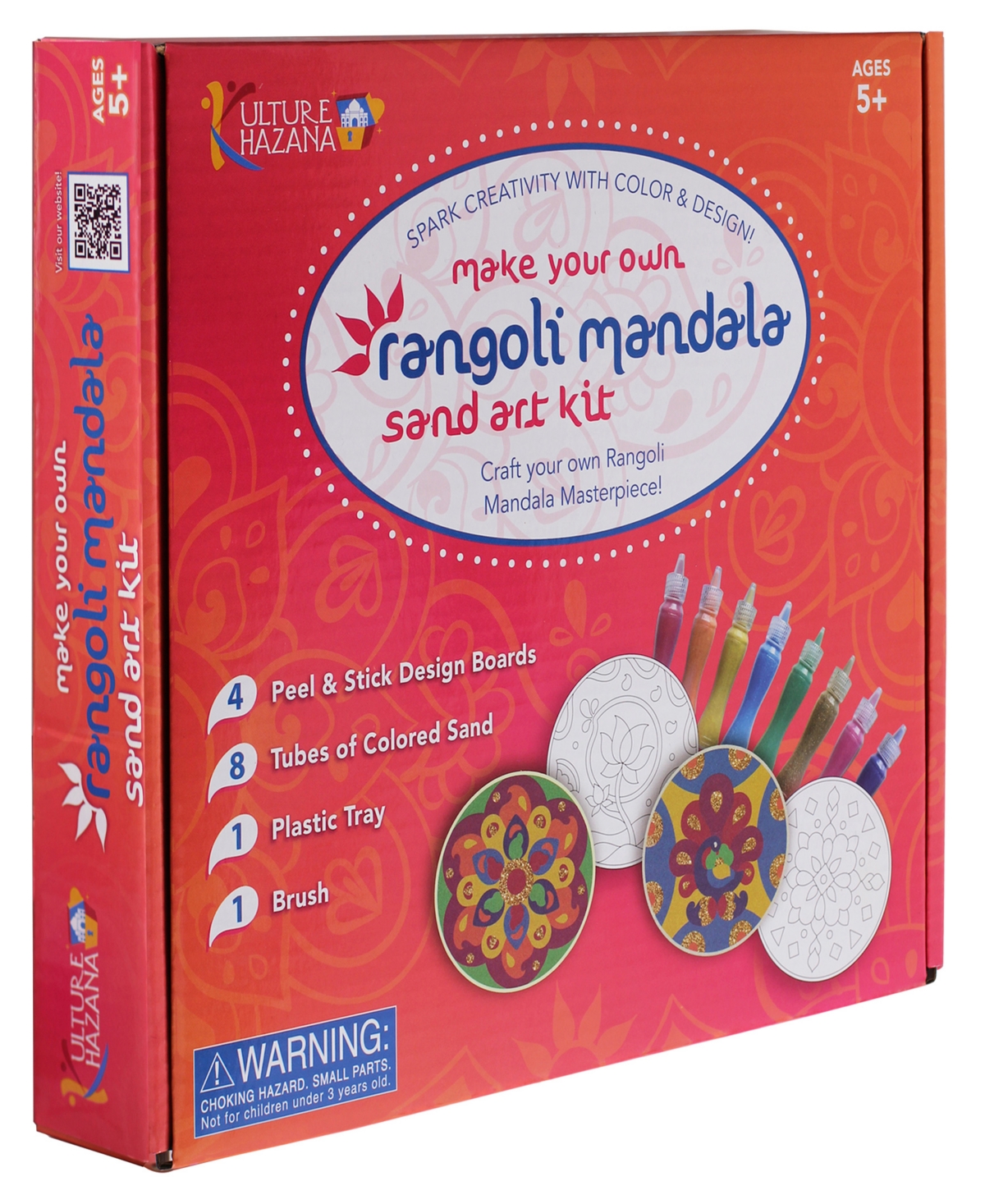 Shop Kulture Khazana Make Your Own Rangoli Sand Art Kit, 4 Cardboard Coasters In Mutli