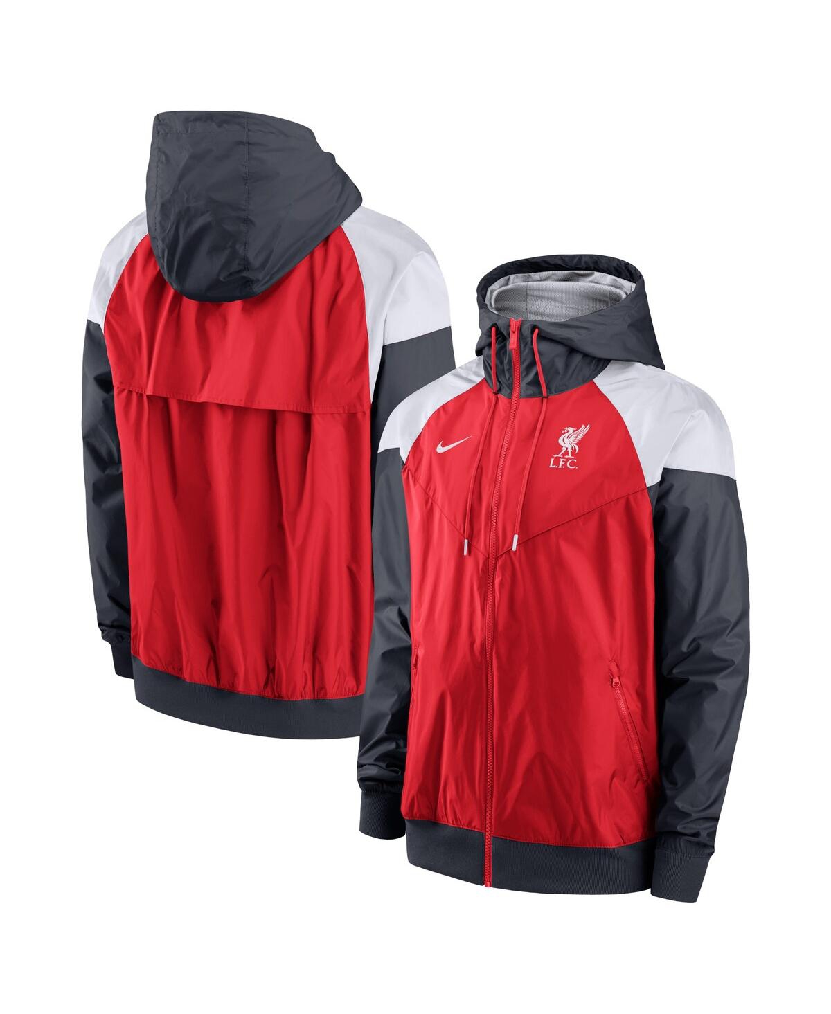 Shop Nike Men's  Red Liverpool Windrunner Hoodie Full-zip Jacket