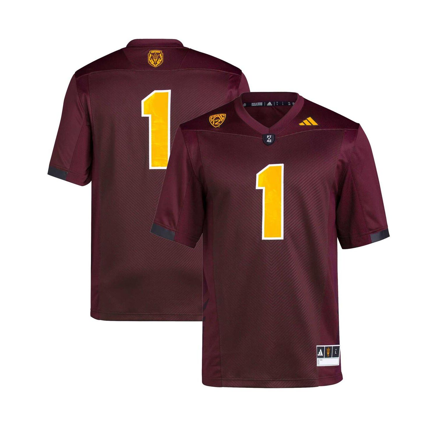 Men's #1 Maroon Arizona State Sun Devils Premier Football Jersey