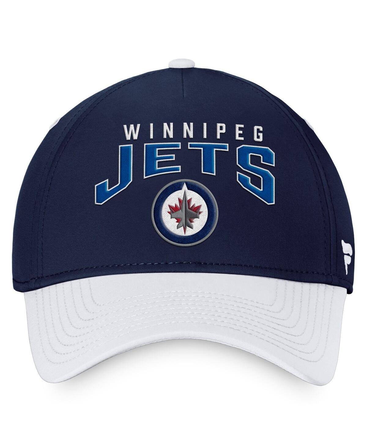 Shop Fanatics Men's  Navy, White Winnipeg Jets Fundamental 2-tone Flex Hat In Navy,white