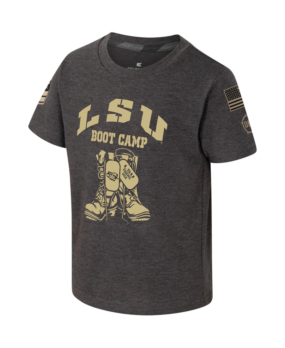 Colosseum Toddler Boys And Girls  Charcoal Lsu Tigers Oht Military-inspired Appreciation Boot Camp T- In Charcoal