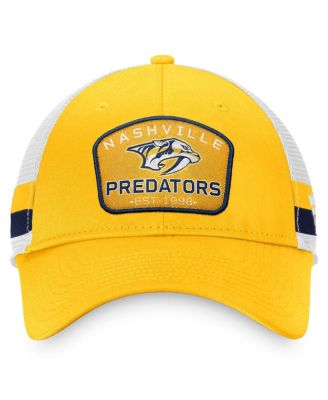 Men's Gold, White Nashville Predators Fundamental Striped Trucker Adjustable Hat