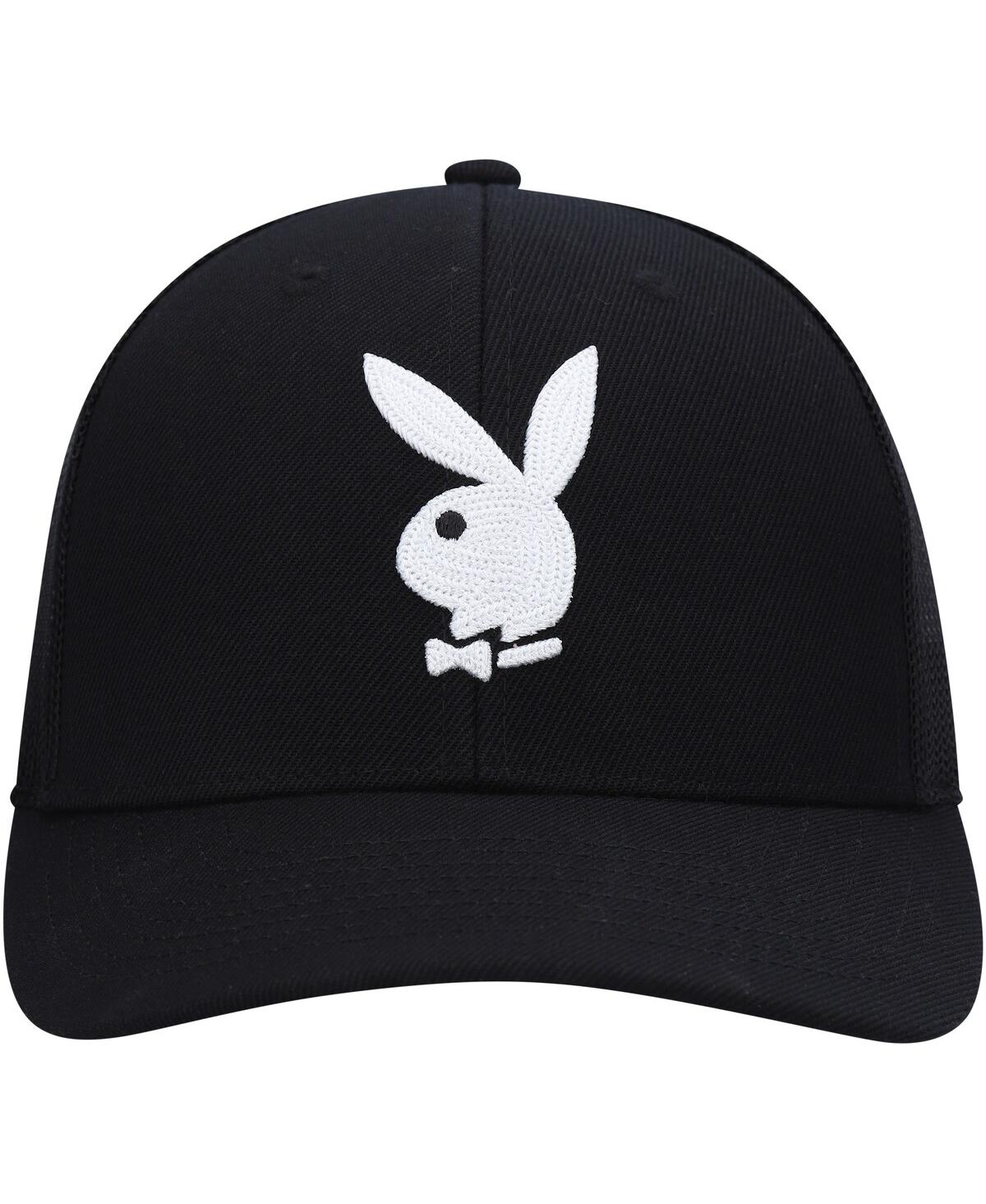 Shop Playboy Men's  Black Trucker Snapback Hat