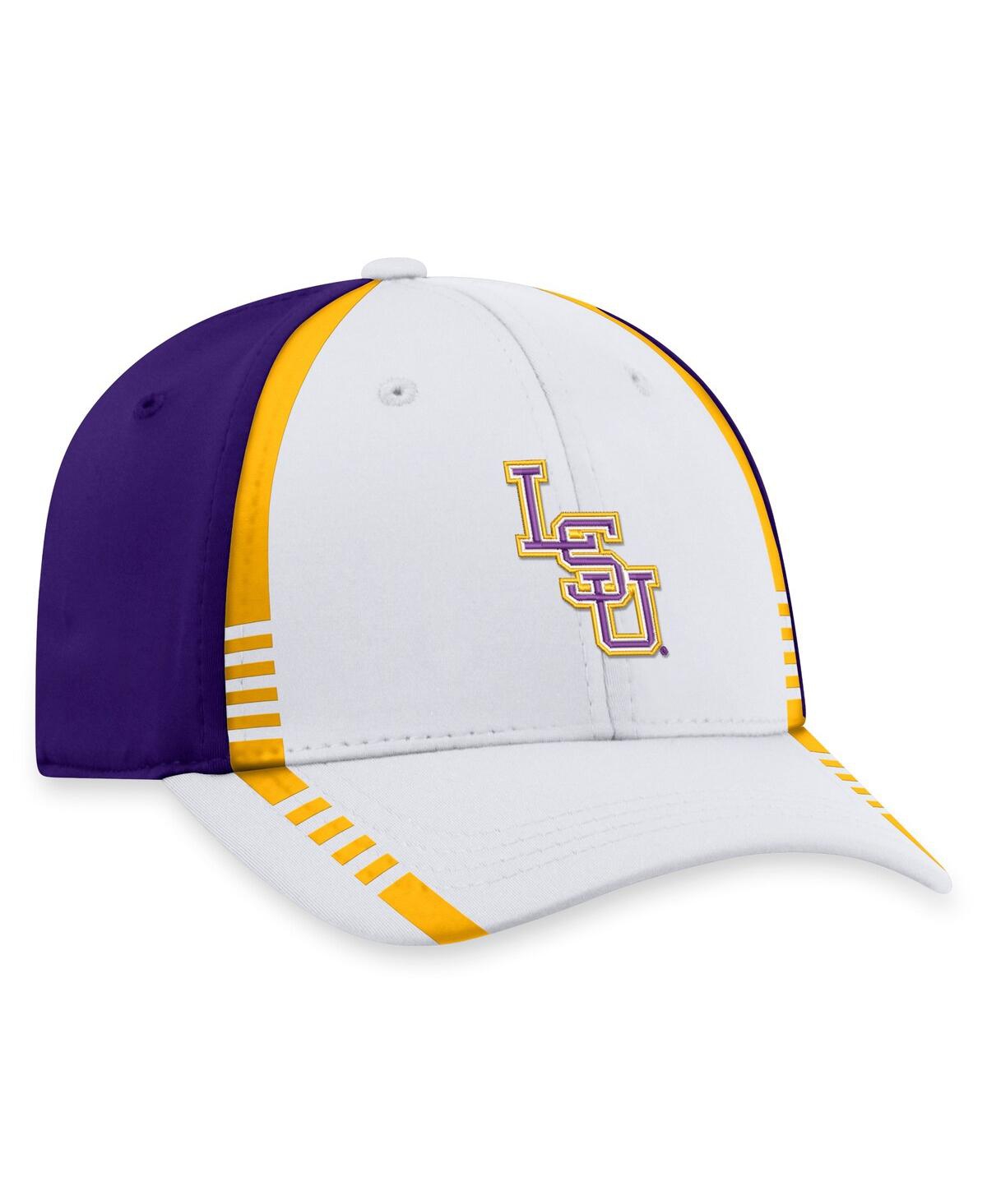 Shop Top Of The World Men's  White, Purple Lsu Tigers Iconic Flex Hat In White,purple