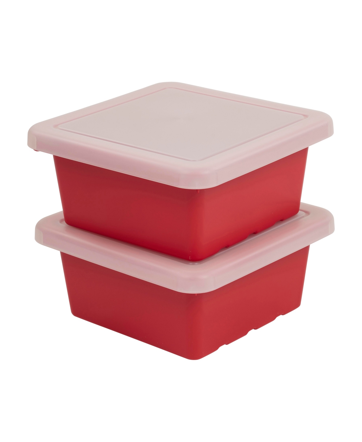 Square Bin with Lid, Blue, 2-Pack - Red