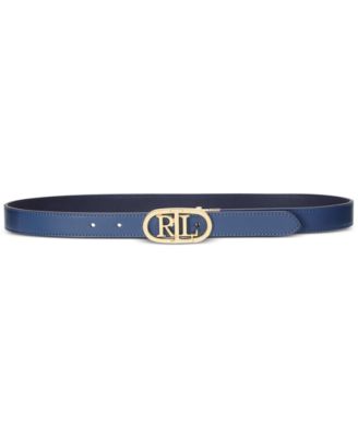Lauren Ralph Lauren - Women's Oval-Logo Reversible Leather Skinny Belt