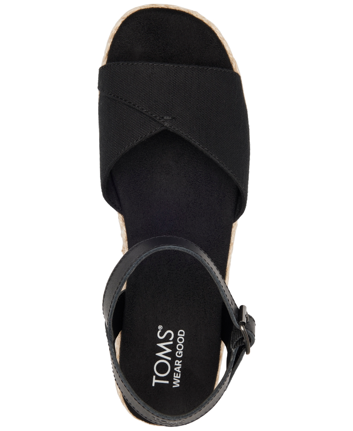 Shop Toms Women's Abby Braided Espadrille Flatform Sandals In Black Slubby Woven
