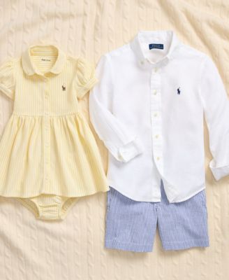 Polo Ralph Lauren Boys Baby Girls Special Occasion Sibling Outfits In Wicket Yellow Multi
