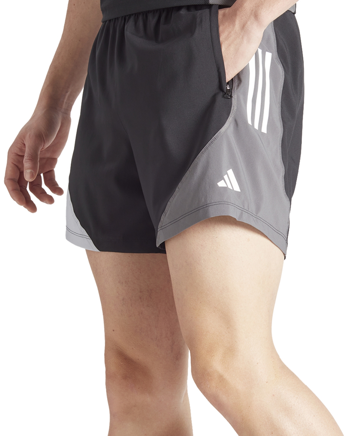 Adidas Originals Men's Own The Run Colorblock Moisture-wicking Shorts In Black,silver,grey
