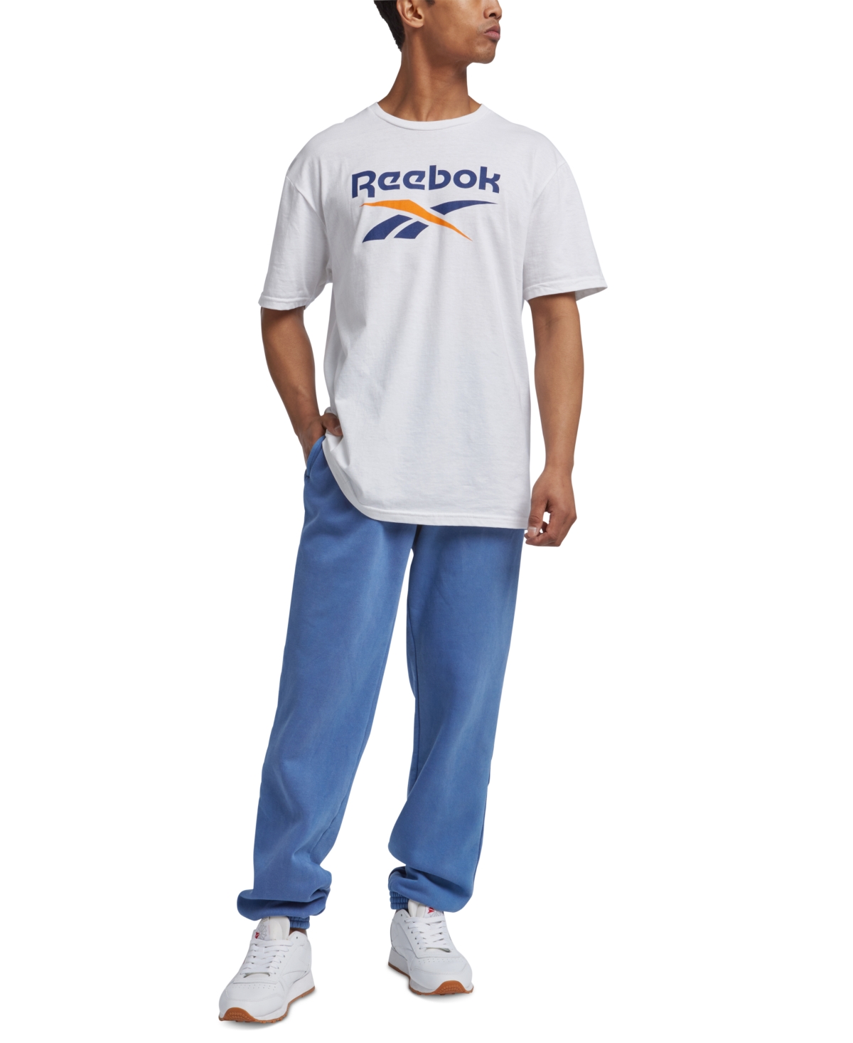 Reebok Men's Spinster Classic Logo Graphic T-Shirt -navy/orange