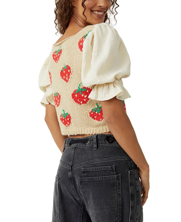 Free People Women's Strawberry Jam MixedMedia Crop Top Macy's