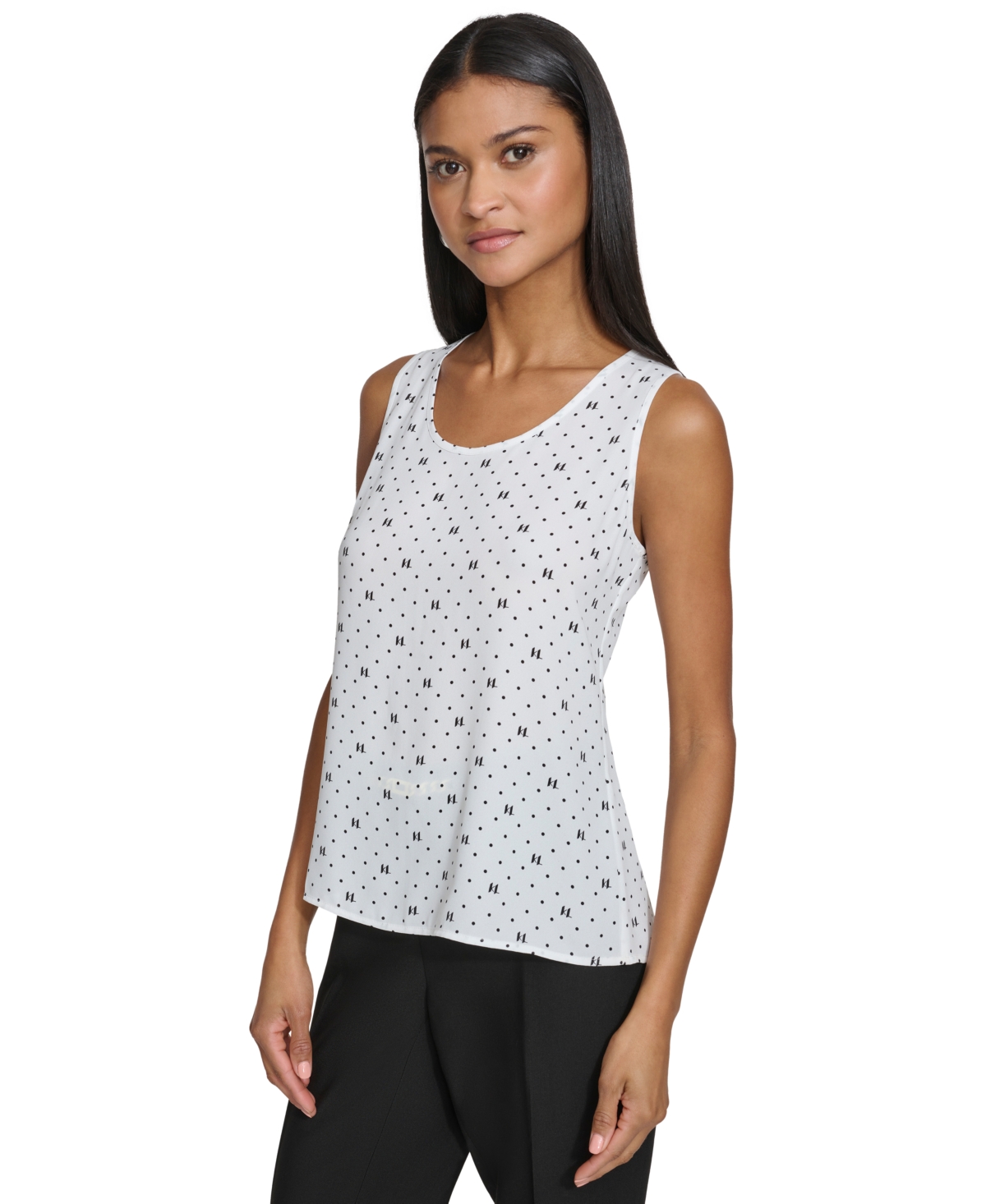 Karl Lagerfeld Women's Dotted Monogram-Print Tank Top