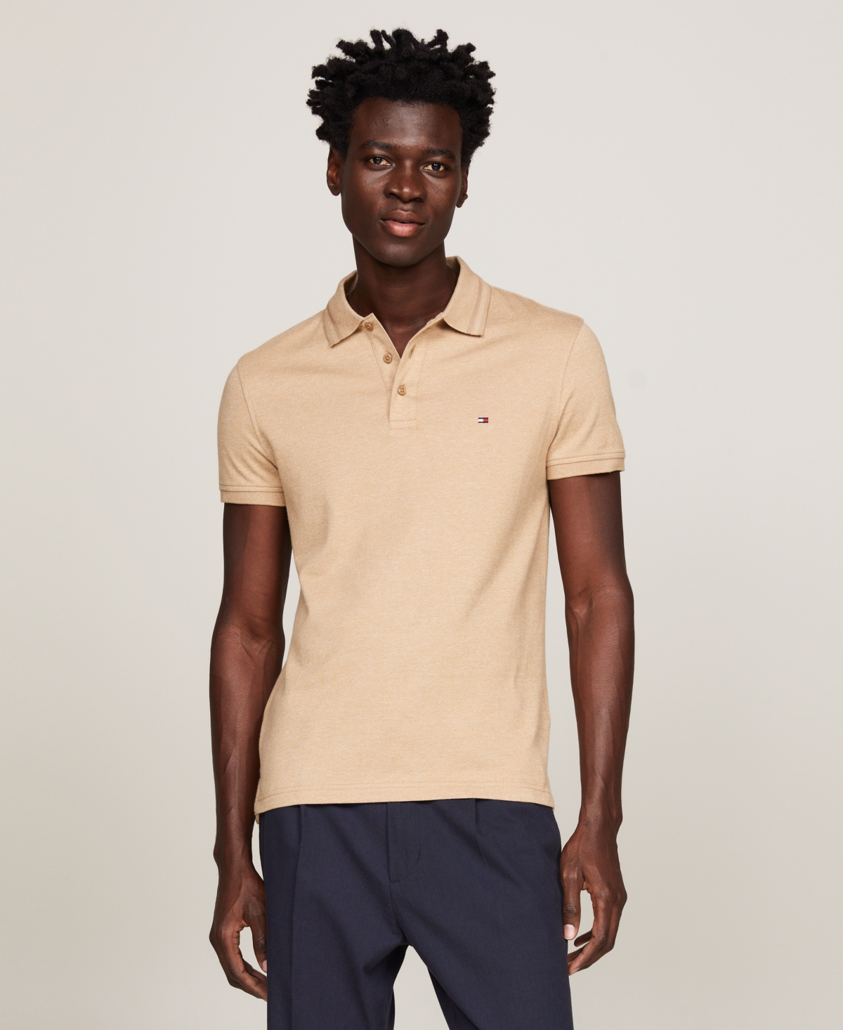 Tommy Hilfiger Men's Pretwist Mouline Slim Fit Short Sleeve Polo Shirt In Orange
