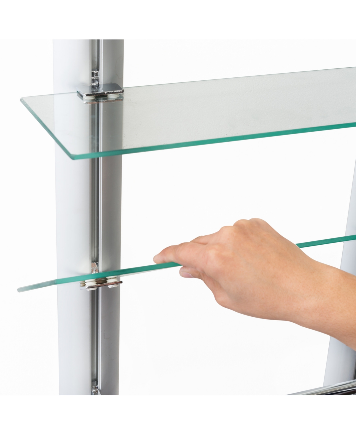 Shop Danya B 2 Tier Adjustable Glass Shelf With Aluminum Frame And Towel Bar In Silver,clear