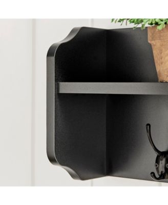 Entryway Floating Utility Wall Shelf with Hooks
