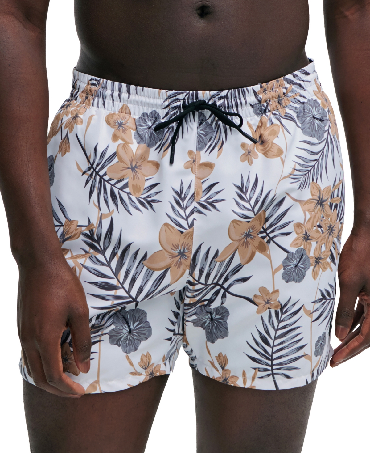 Boss by Hugo Boss Men's Tropical-Print Quick-Drying Swim Shorts - White