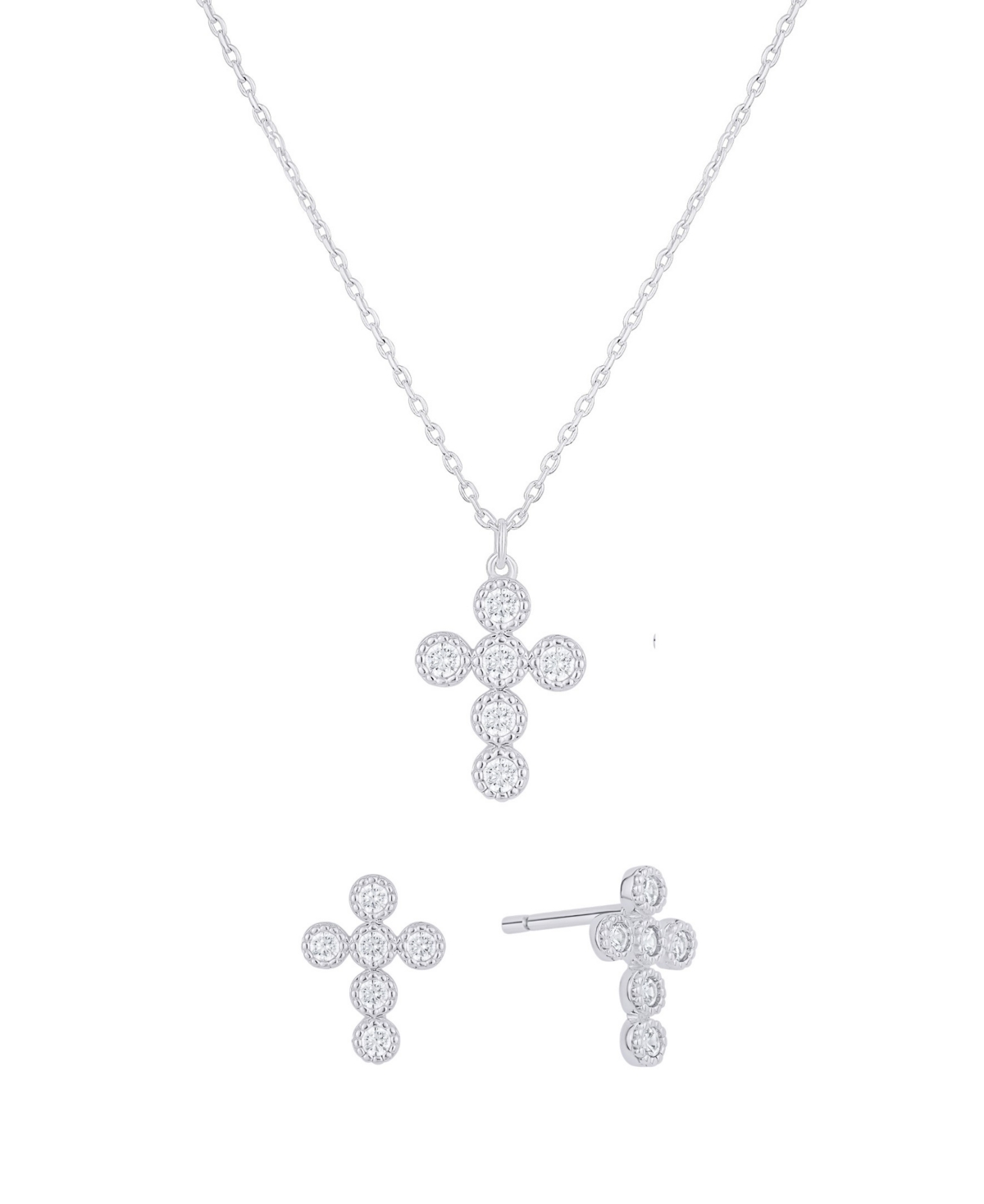 Shop And Now This Cubic Zirconia Cross Stud Earring And Necklace With Jewelry Box Set In Silver