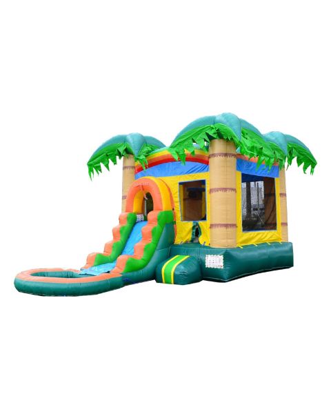 Детская игрушка HERO Kiddo Tropical Breeze bounce house with water slide, splash pool, blower & hoop-wet/dry indoor outdoor fun for kids and adults., цвет: Зелёный