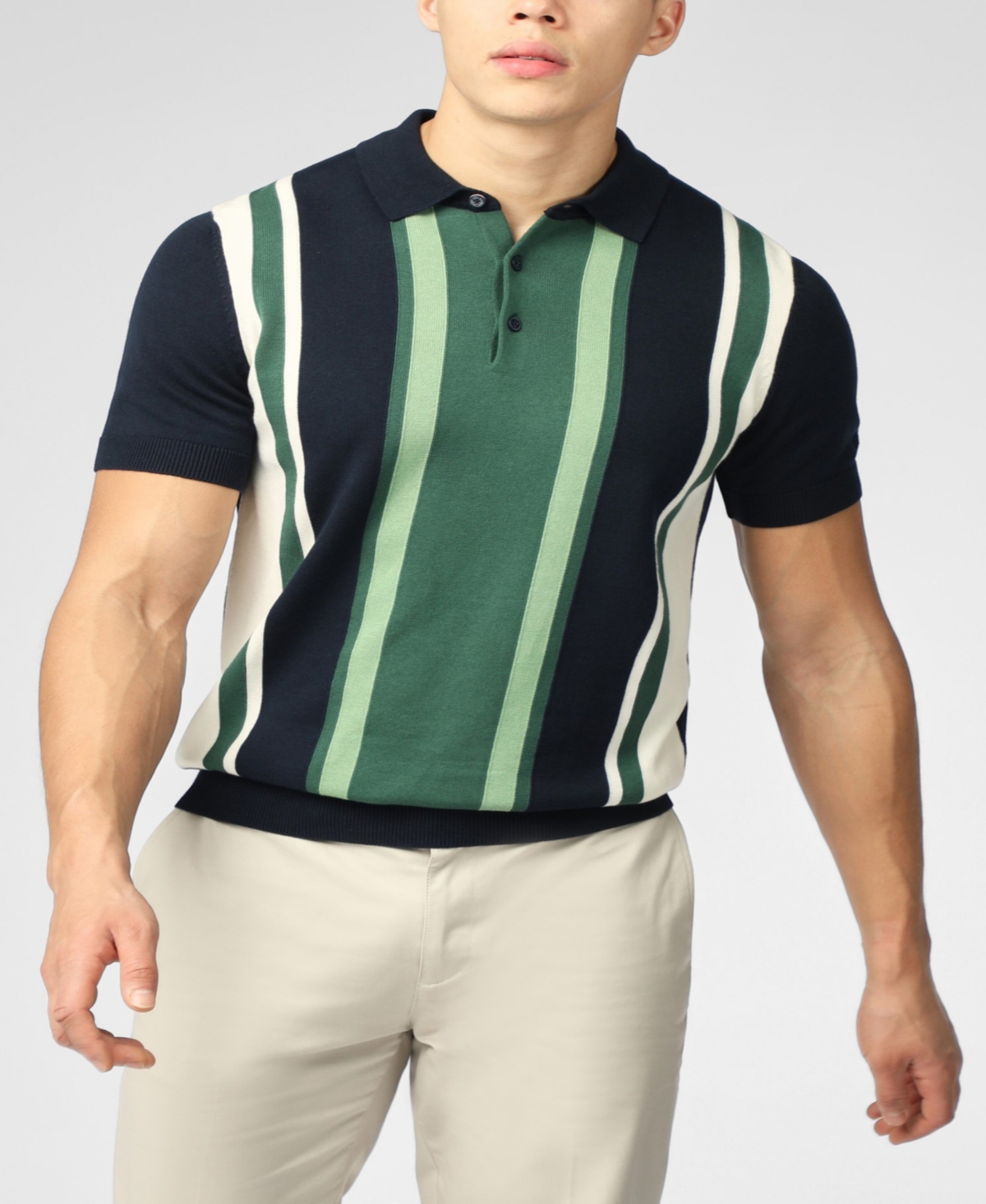 Shop Ben Sherman Men's Vertical Stripe Polo Shirt In Dark Navy