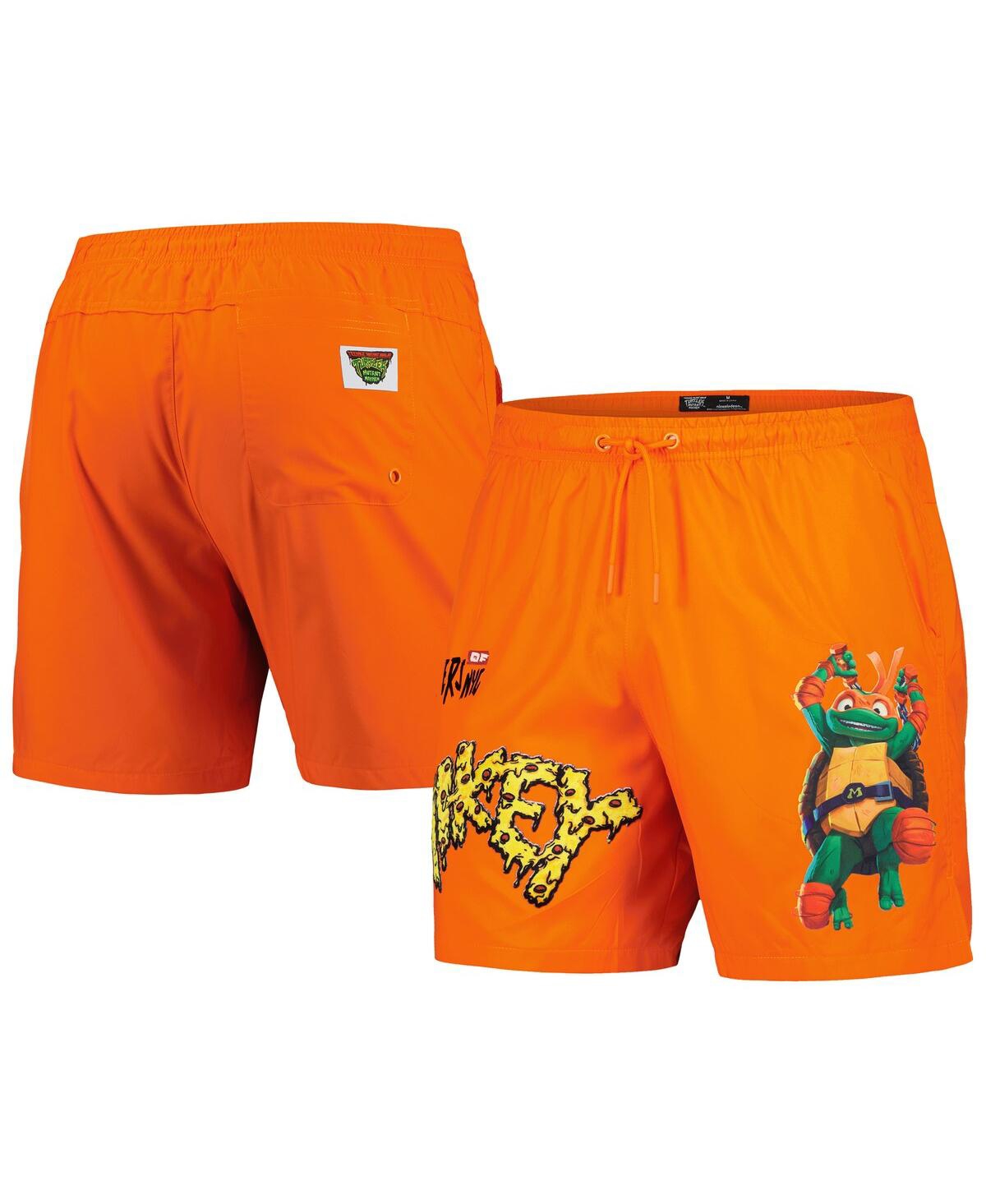 Shop Freeze Max Men's  Orange Teenage Mutant Ninja Turtles Mikey Defender Woven Shorts