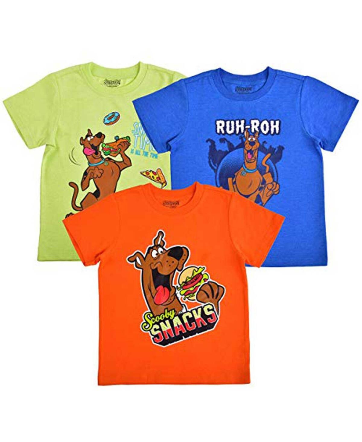 Shop Children's Apparel Network Toddler Boys And Girls Orange, Blue, Yellow Scooby-doo T-shirt Three-pack In Orange,blue