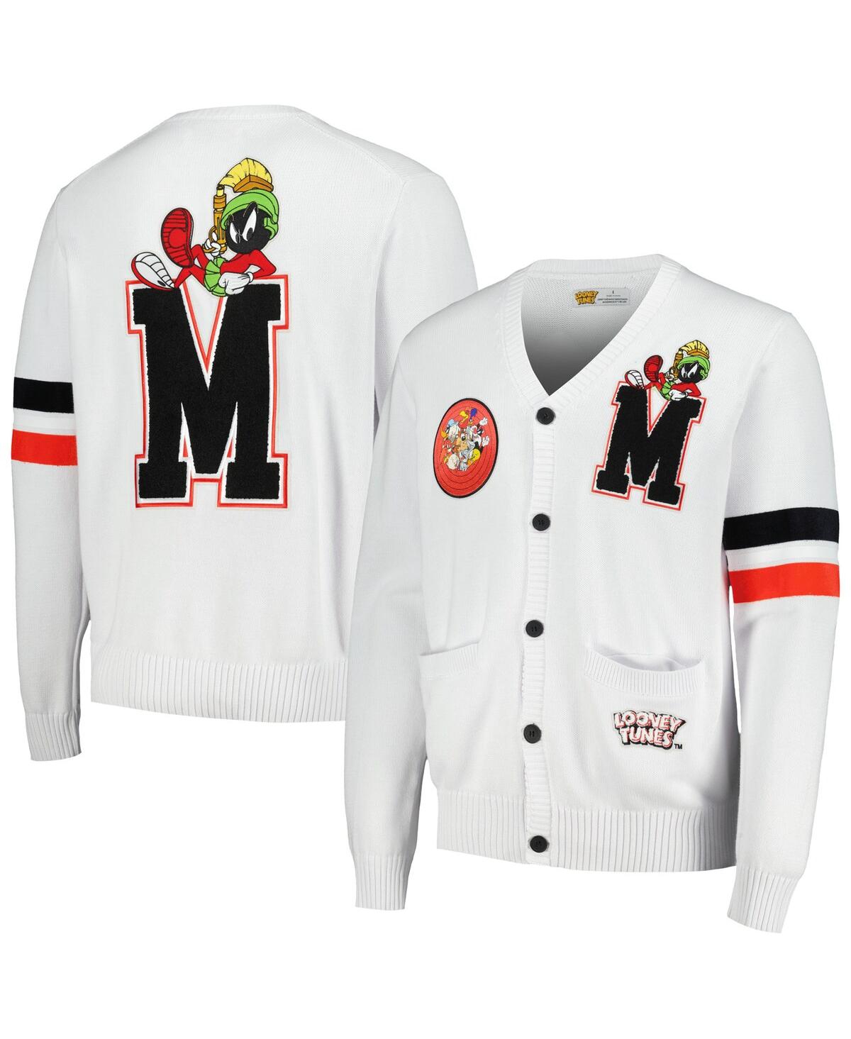 Shop Freeze Max Men's  White Looney Tunes Marvin The Martian Cardigan