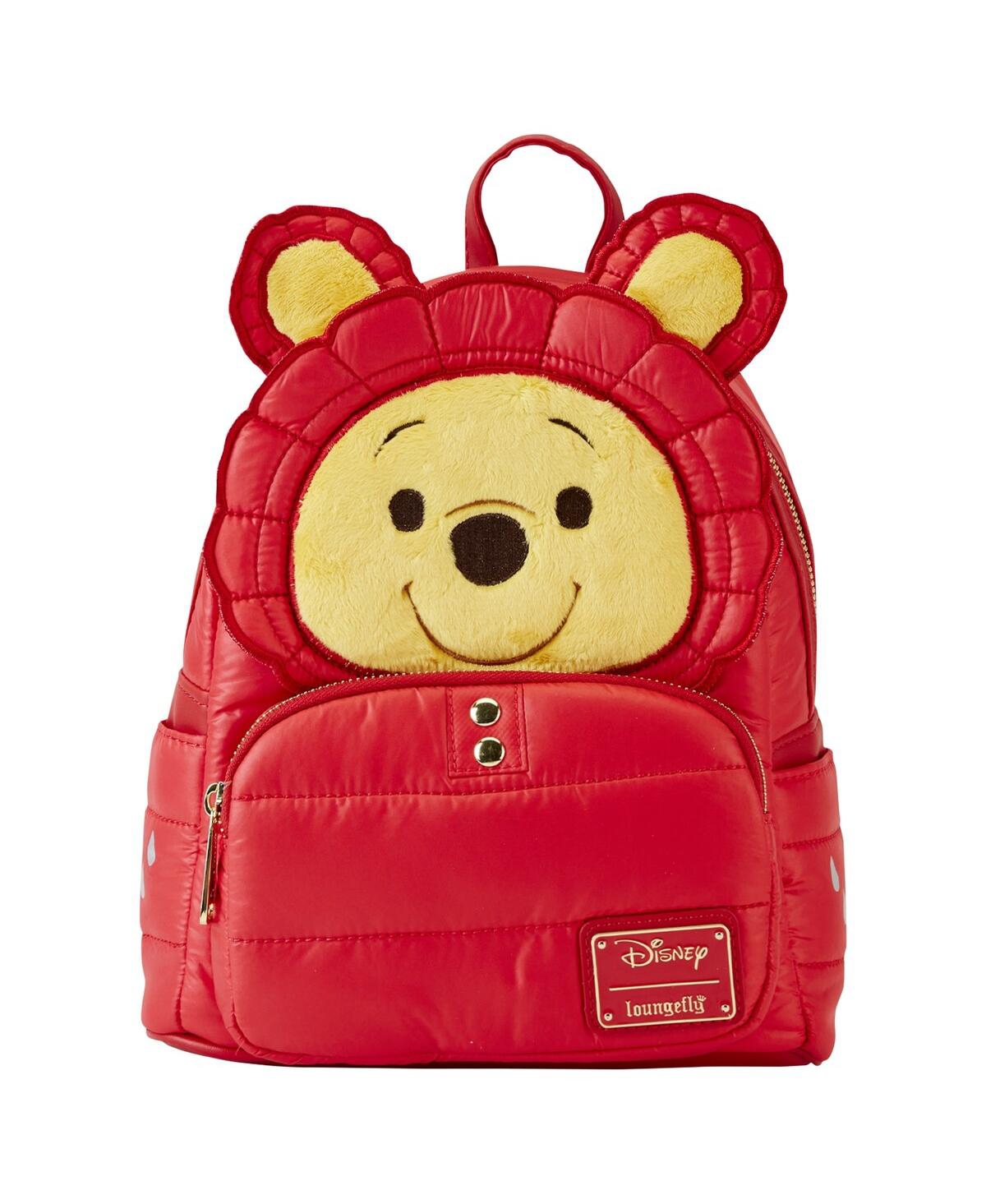 Men's and Women's Loungefly Winnie the Pooh Rainy Day Puffer Jacket Cosplay Mini Backpack - Red