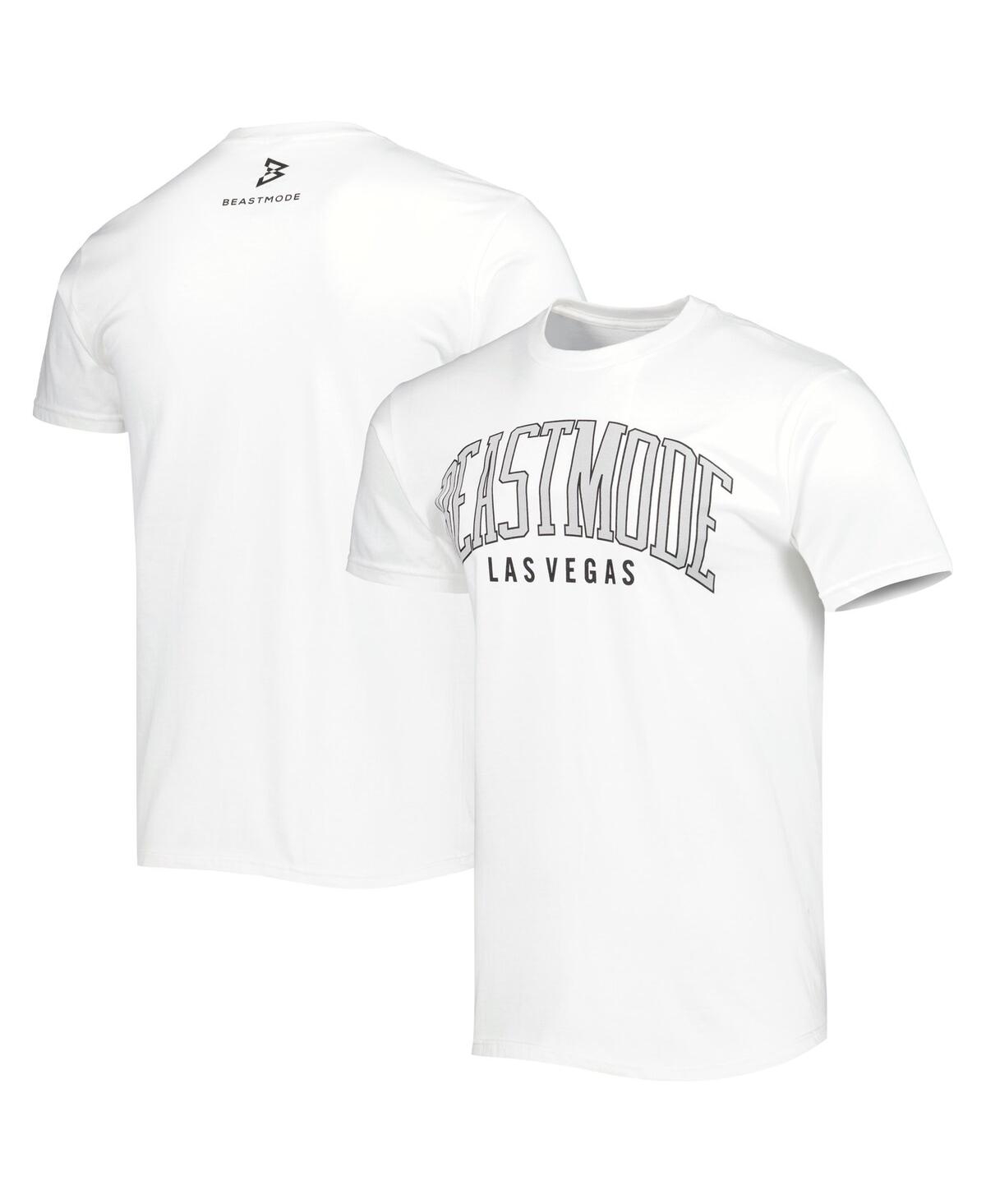 Men's White Beast Mode Logo Collegiate T-shirt - White