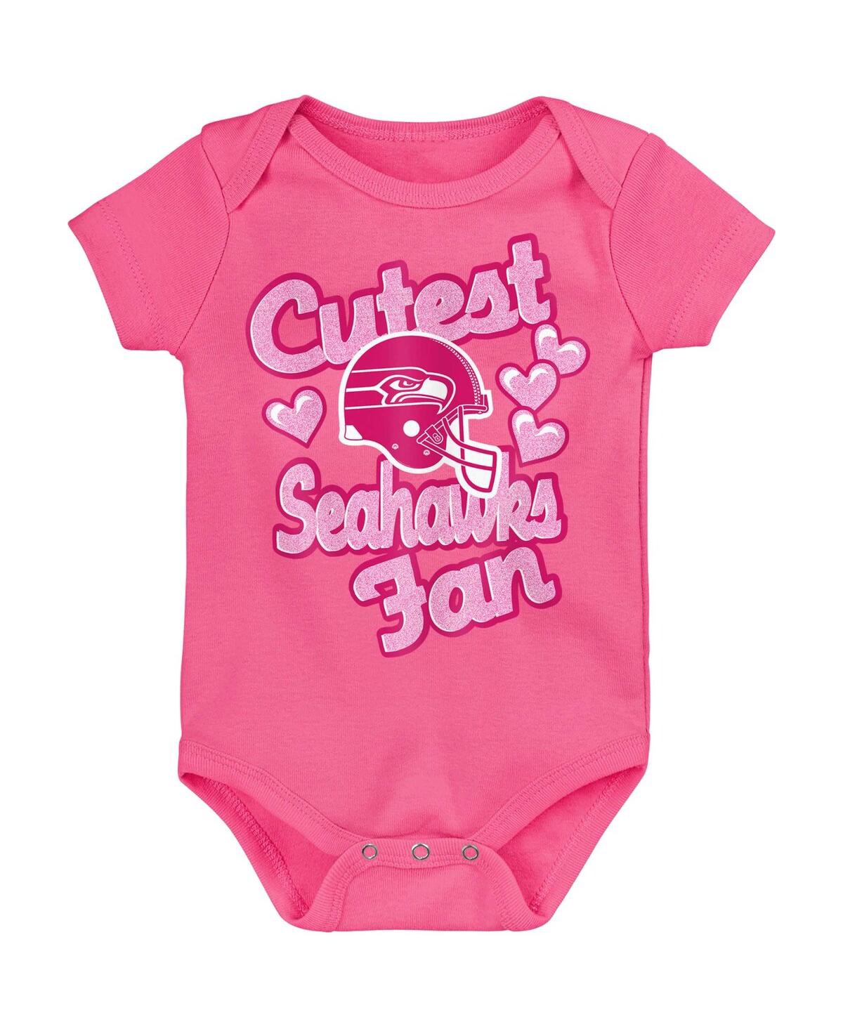 Shop Outerstuff Baby Girls Pink Seattle Seahawks Cutest Fan Hearts Bodysuit