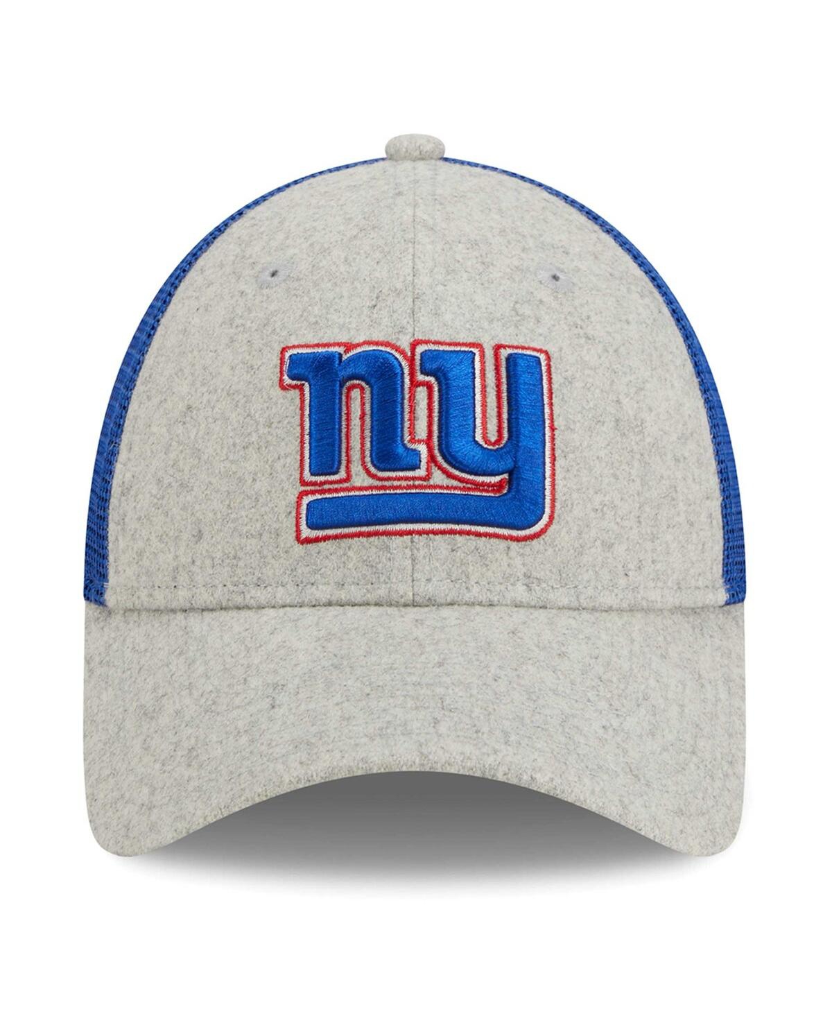 New Era Men's  Heather Gray, Royal New York Giants Pop Trucker 9forty Adjustable Hat In Heather Gray,royal
