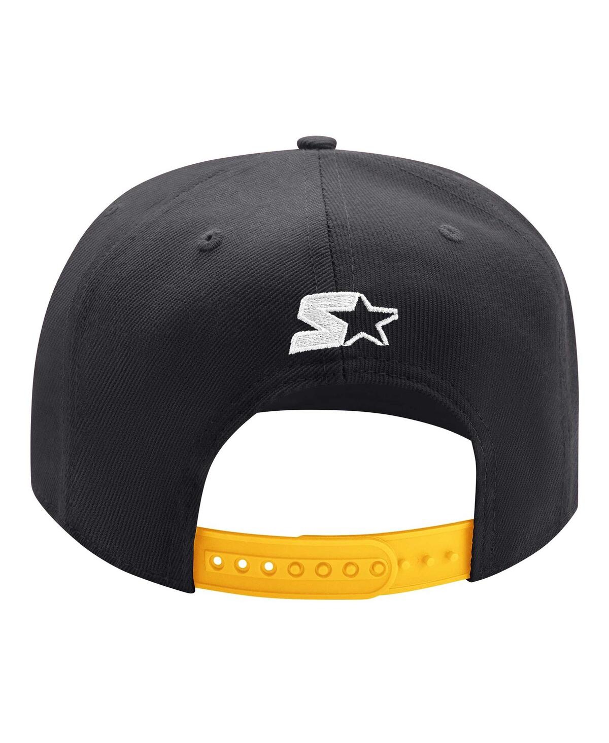 Shop Starter Men's  Black, Gold Pittsburgh Penguins Arch Logo Two-tone Snapback Hat In Black,gold