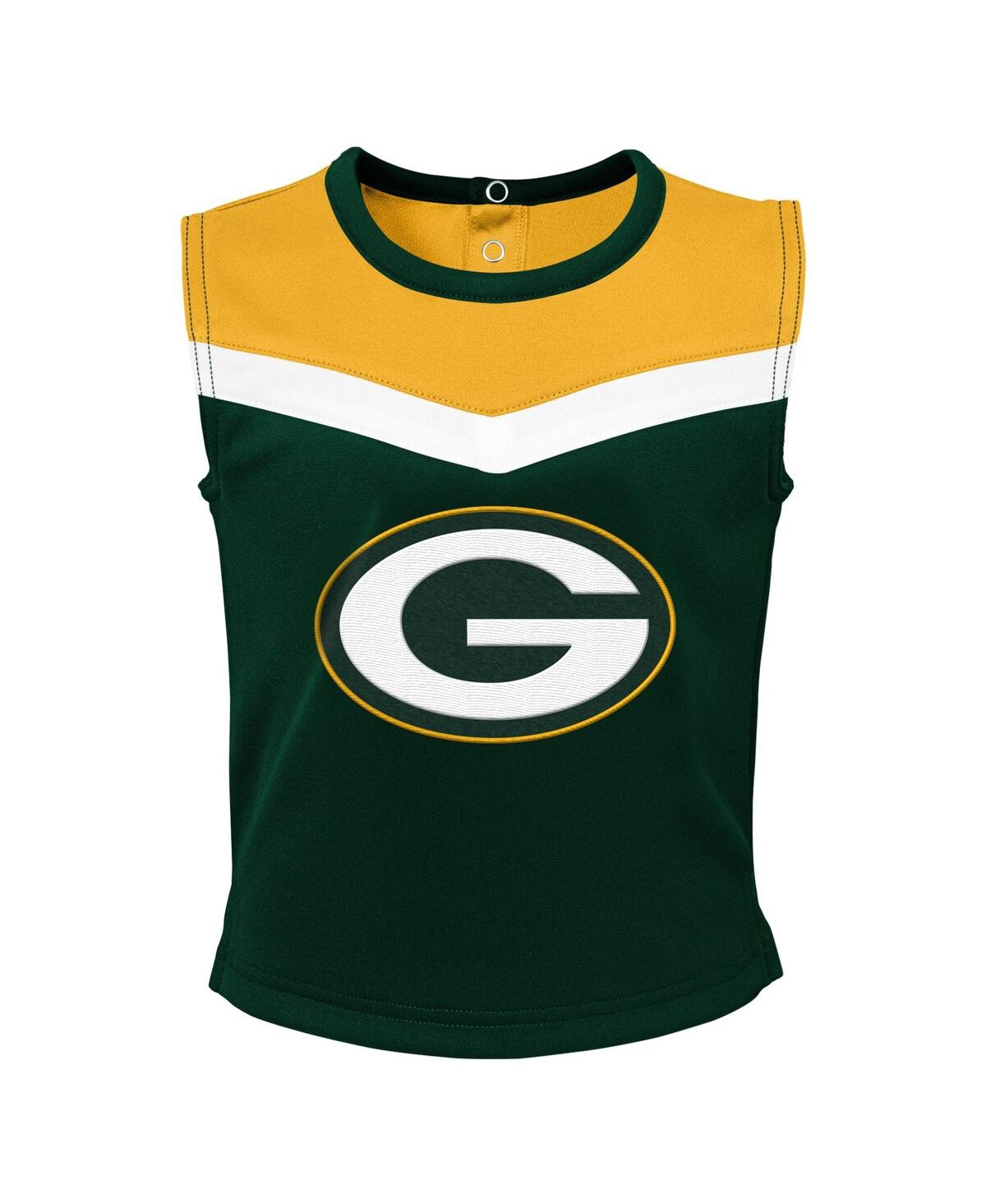Outerstuff Girls Toddler Green Green Bay Packers Spirit Cheer Three-piece Cheerleader Set In Green