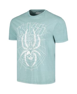 Men's Light Blue Distressed KISS Spider Washed Graphic T-shirt