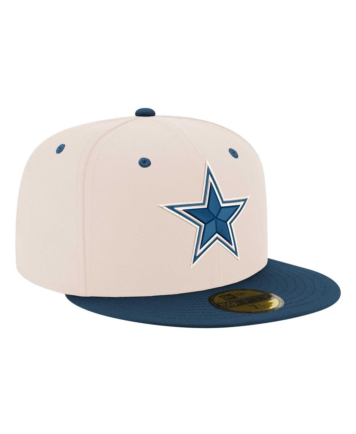 Shop New Era Men's  Cream, Navy Dallas Cowboys Two-tone Chrome 59fifty Fitted Hat In Cream,navy