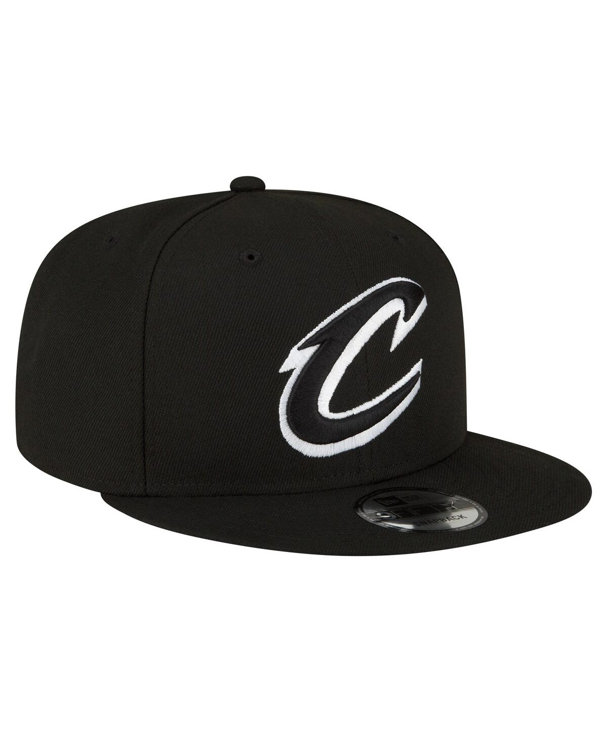 Shop New Era Men's  Cleveland Cavaliers Black And White 9fifty Snapback Hat