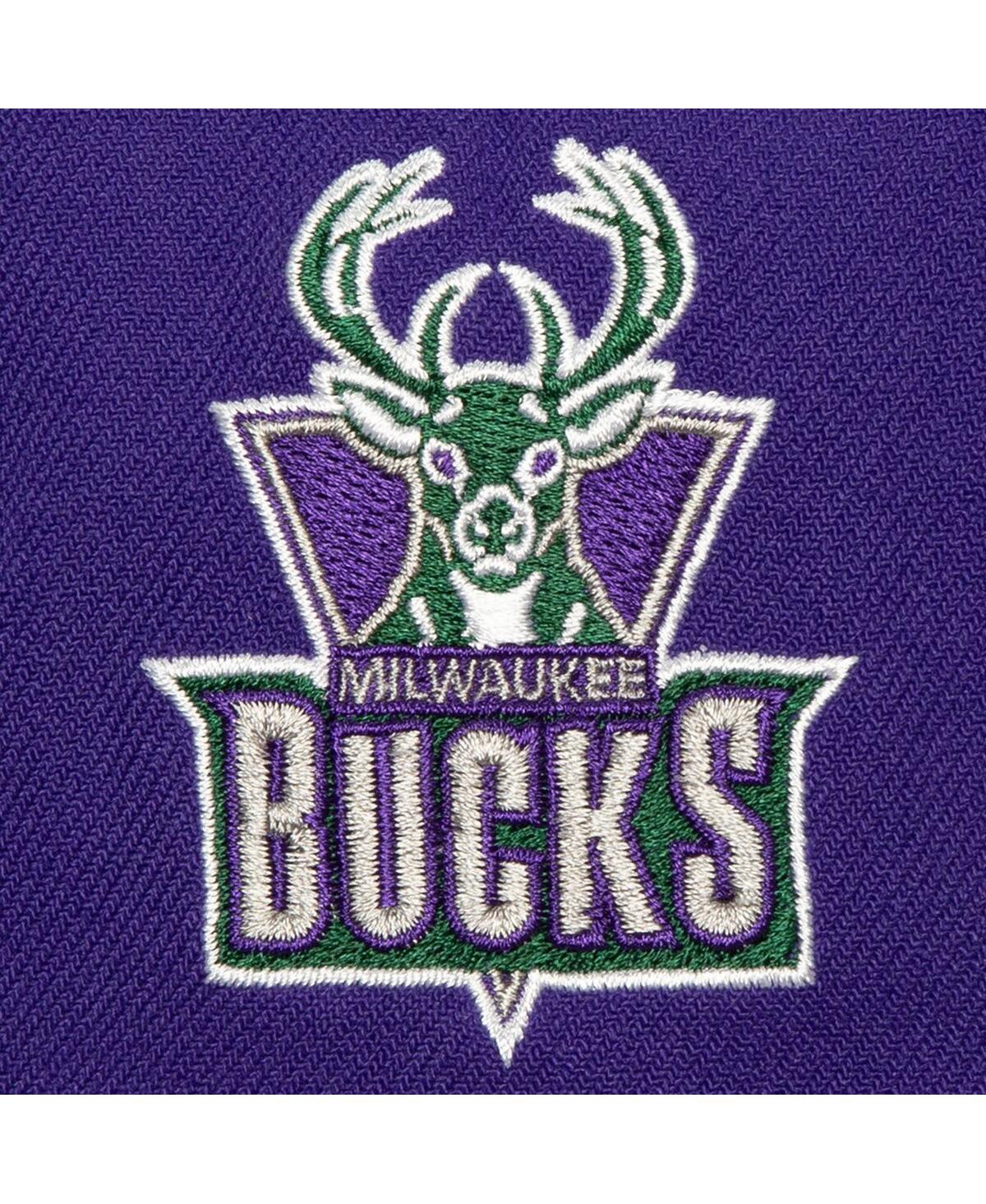Shop Mitchell & Ness Men's  White, Purple Milwaukee Bucks Retro Sport Colorblock Script Snapback Hat In White,purple