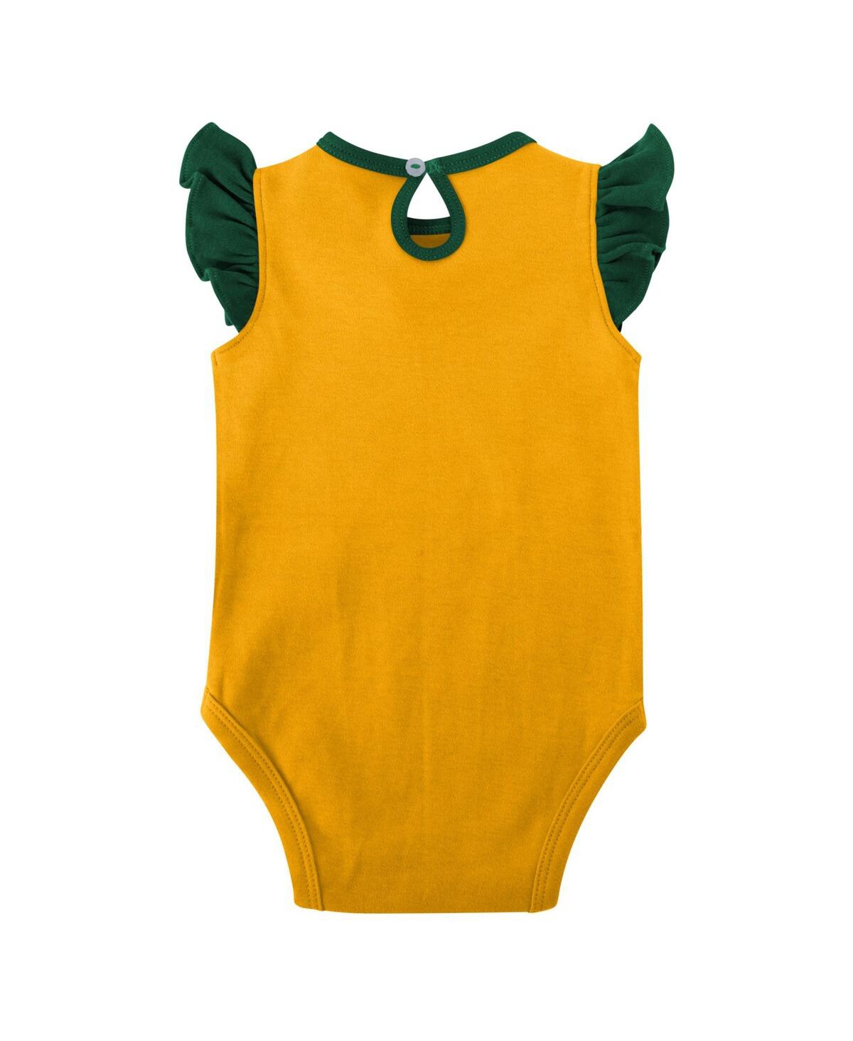 Baby Girls Gold Green Bay Packers Spread the Love 2-Pack Bodysuit Set - Gold