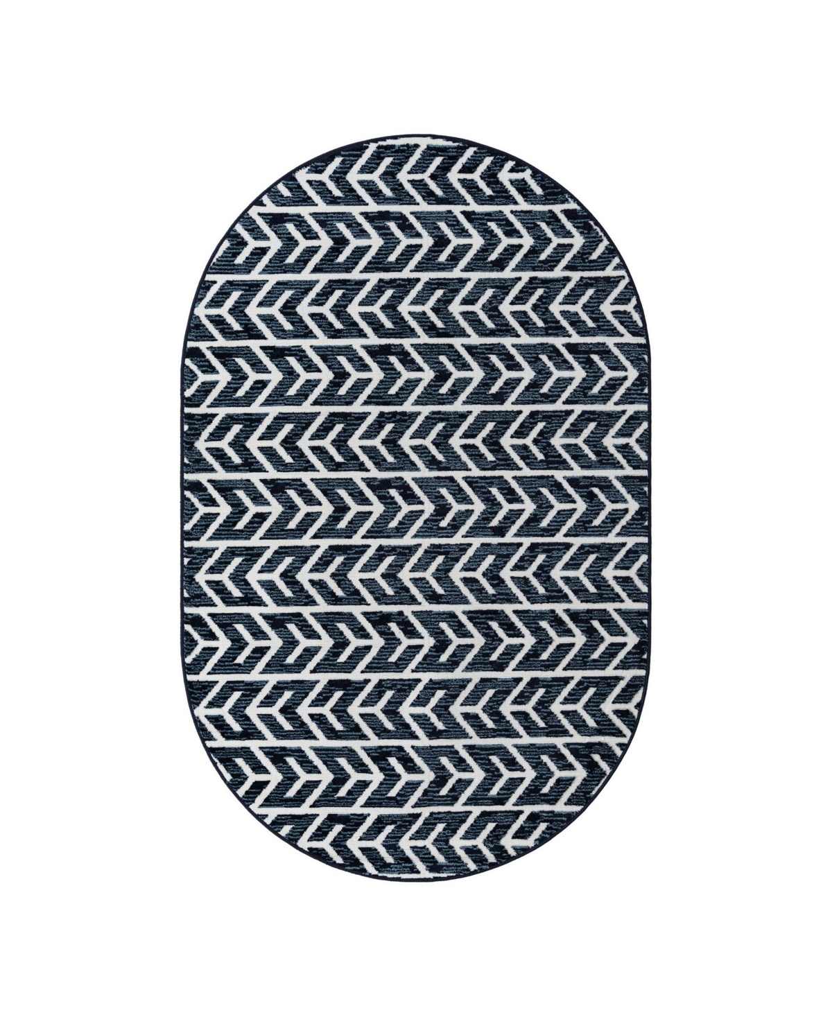 Shop Sabrina Soto Outdoor Sso003 5' X 8' Oval Area Rug In Navy