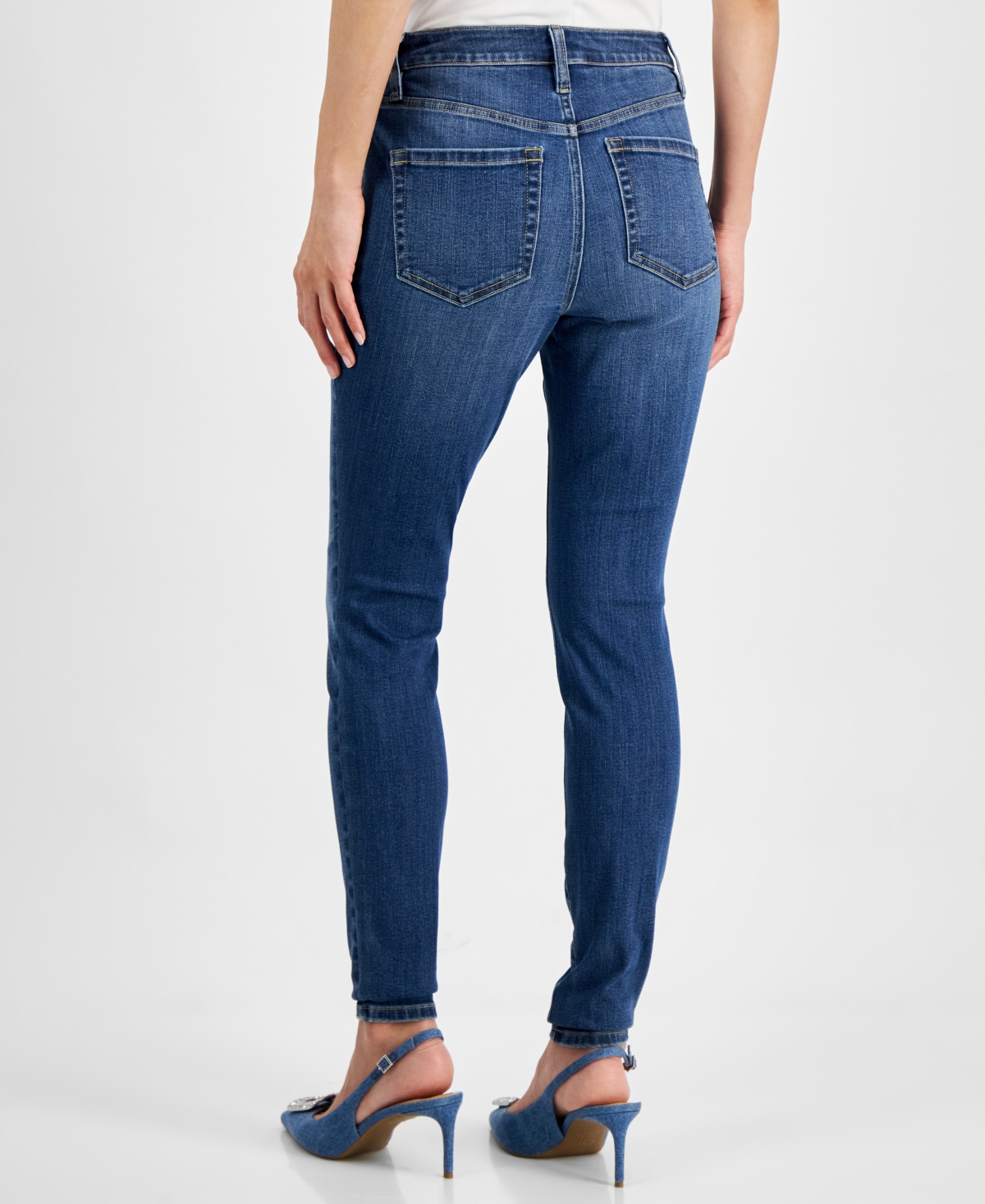 Shop Inc International Concepts Women's Curvy Mid Rise Skinny Jeans, Created For Macy's In Medium Indigo