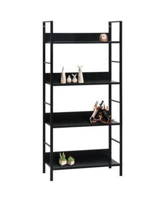 4-Layer Book Shelf Black 23.6"x10.9"x49" Engineered Wood