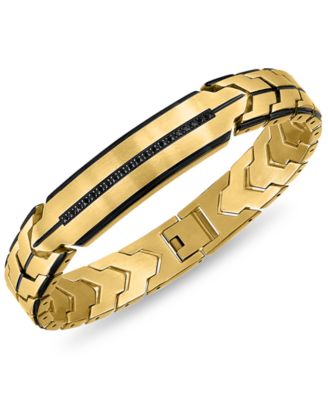 Esquire Mens Jewelry Black Diamond Chevron Link Bracelet 14 ct tw in Stainless Steel Created for Macys - Gold-Tone 450$