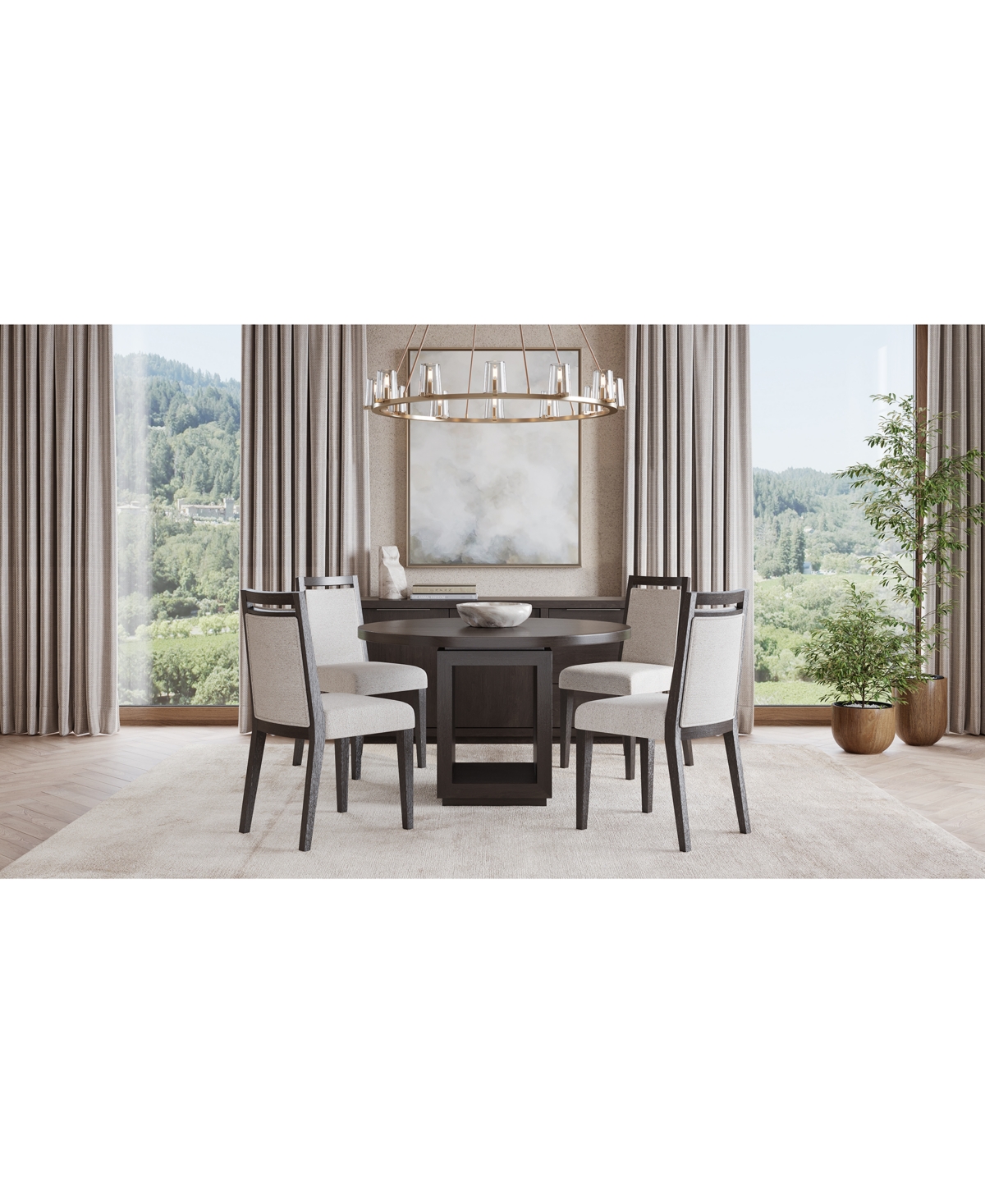 Macy's Tivie 5 Pc Dining Set (round Table + 4 Dining Chairs) In Brown