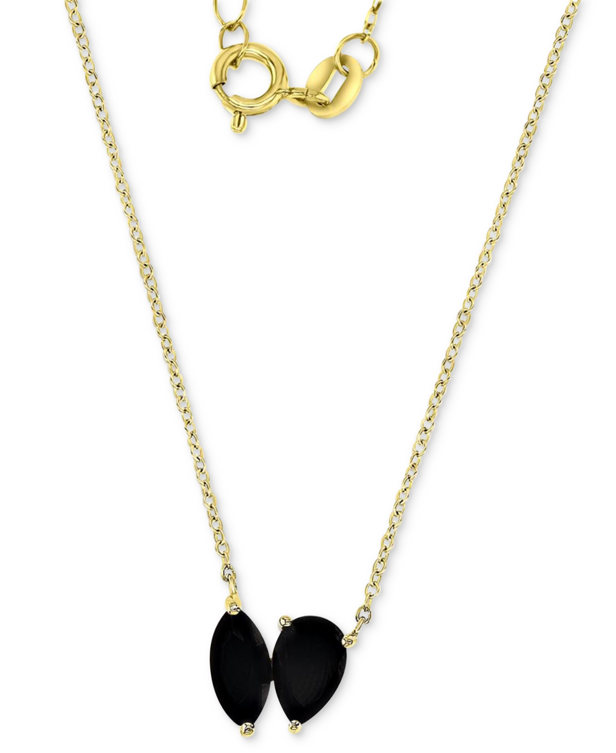 Shop Macy's Black Cubic Zirconia Marquise & Pear Double Stone Pendant Necklace In 14k Gold-plated Sterling Silve